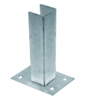 Plaque de base galvanisée pour l'installation  poteau sur une fondation en béton avec un profil de 60 × 40 mm